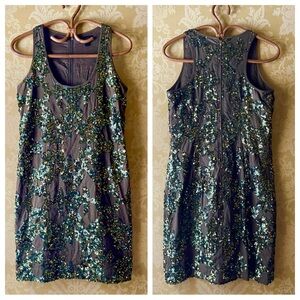 J. Crew Olive Sequin Misty Forest Cotton Mini Dress